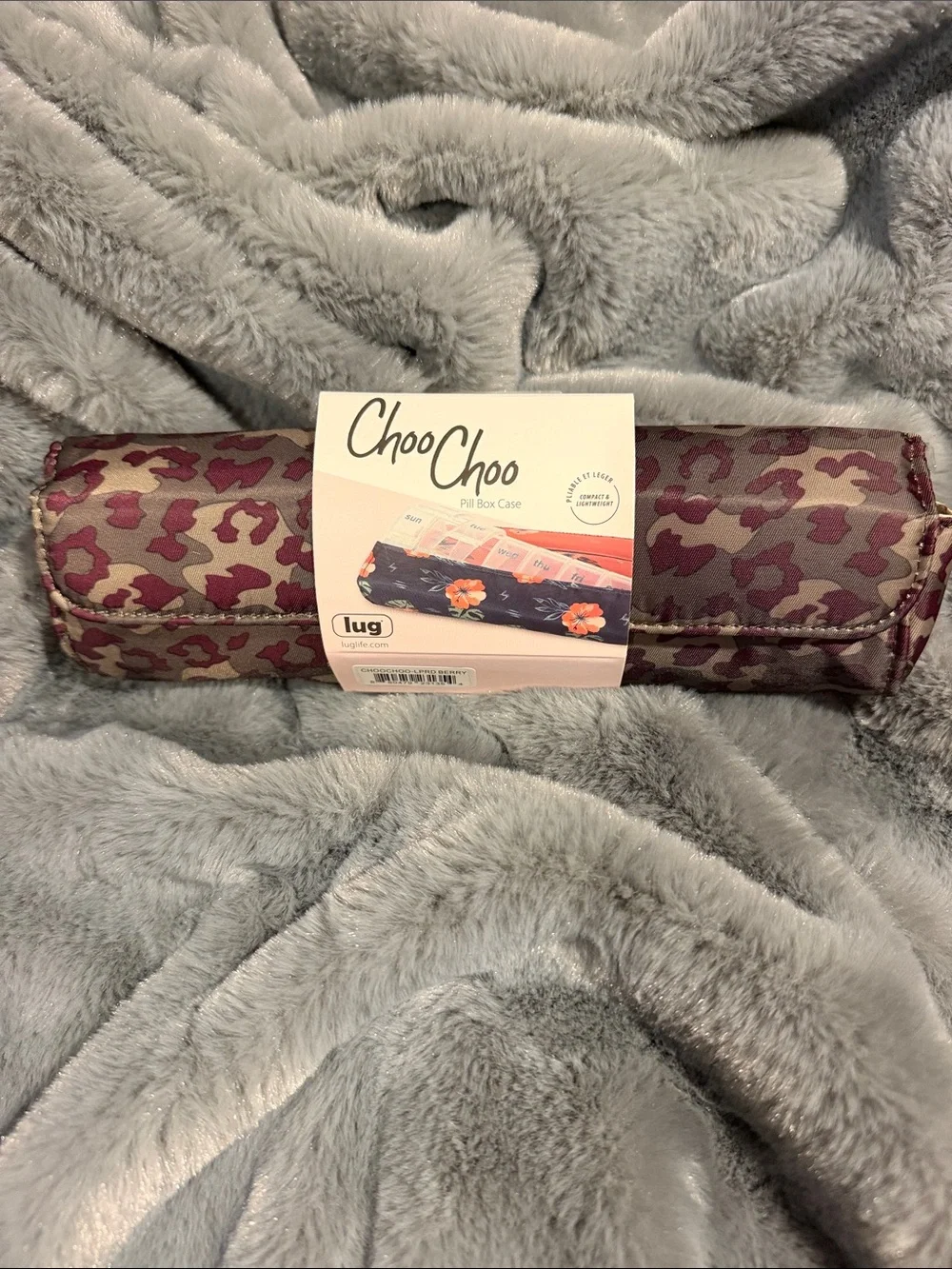 lug ChooChoo Pill Box Case - Burgundy Leopard Print